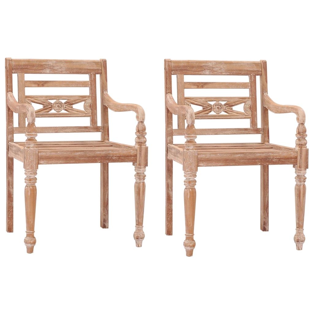 Batavia kėdės, 2vnt., baltintos, tikmedžio medienos masyvas