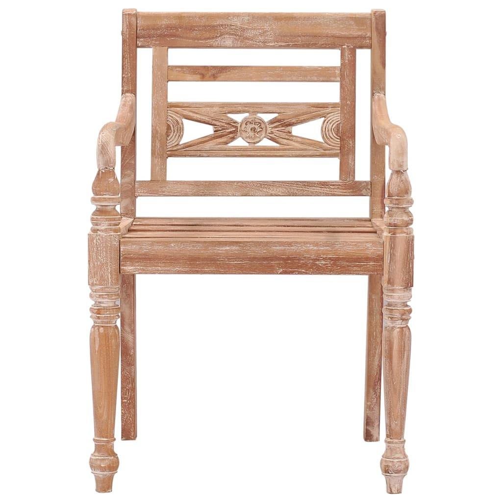 Batavia kėdės, 2vnt., baltintos, tikmedžio medienos masyvas