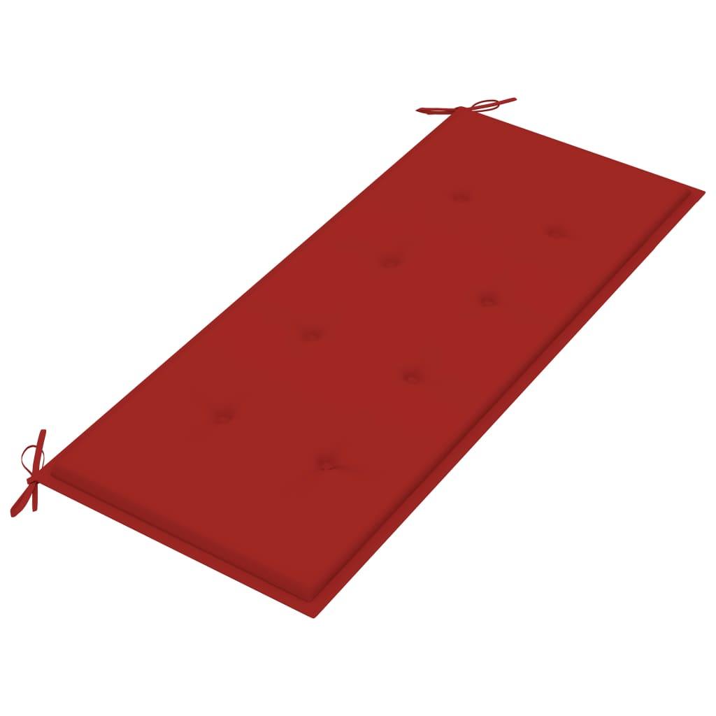 Batavia suoliukas su raudona pagalve, 120cm, tikmedžio masyvas