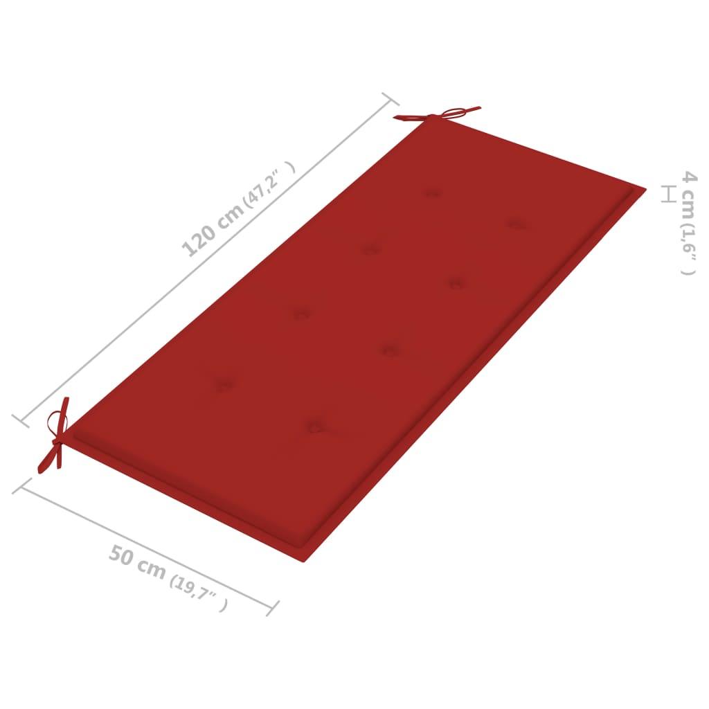 Batavia suoliukas su raudona pagalve, 120cm, tikmedžio masyvas