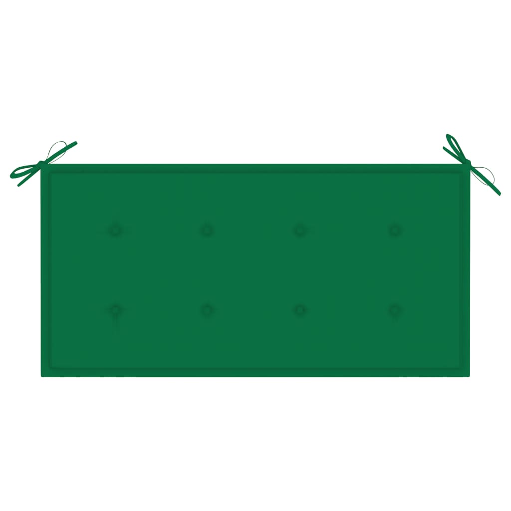 Sodo suoliukas su žalia pagalvėle, 112cm, tikmedžio masyvas