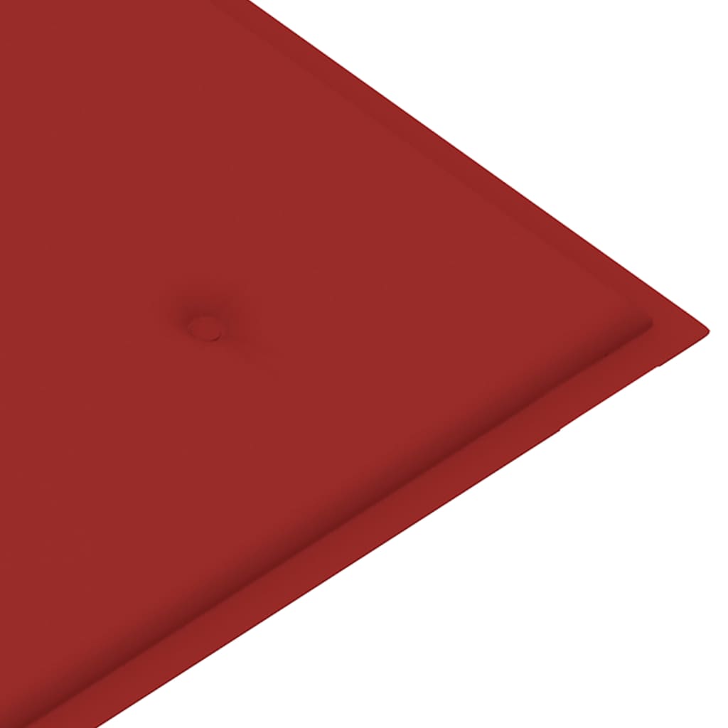 Sodo suoliukas su raudona pagalvėle, 112cm, tikmedžio masyvas