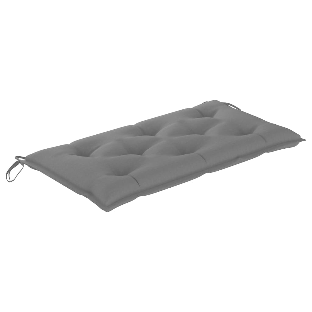Sodo suoliukas su pilka pagalvėle, 112cm, tikmedžio masyvas