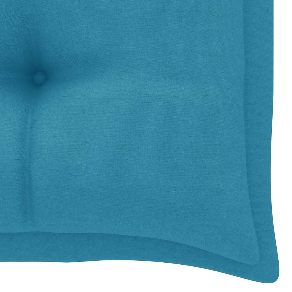 Sodo suoliukas su šviesiai mėlyna pagalvėle, 112cm, tikmedis