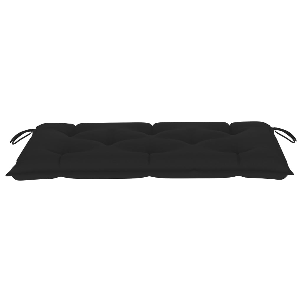 Sodo suoliukas su juoda pagalvėle, 112cm, tikmedžio masyvas