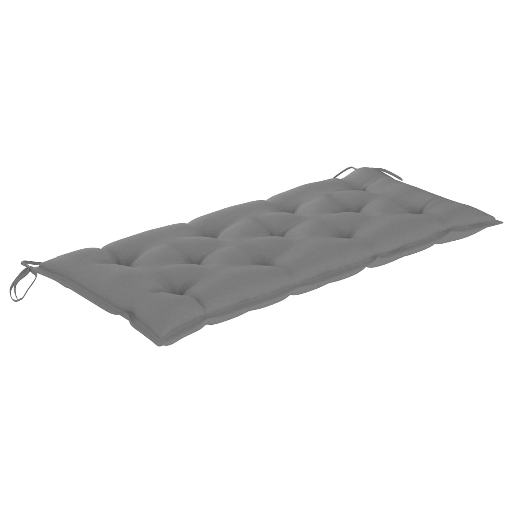 Sodo suoliukas su pilka pagalvėle, 120cm, tikmedžio masyvas