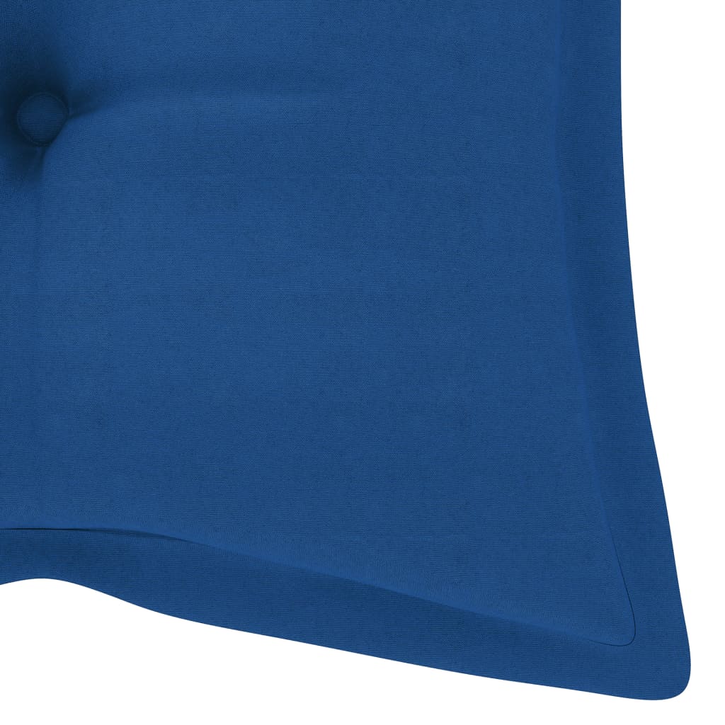 Sodo suoliukas su mėlyna pagalvėle, 120cm, tikmedžio masyvas