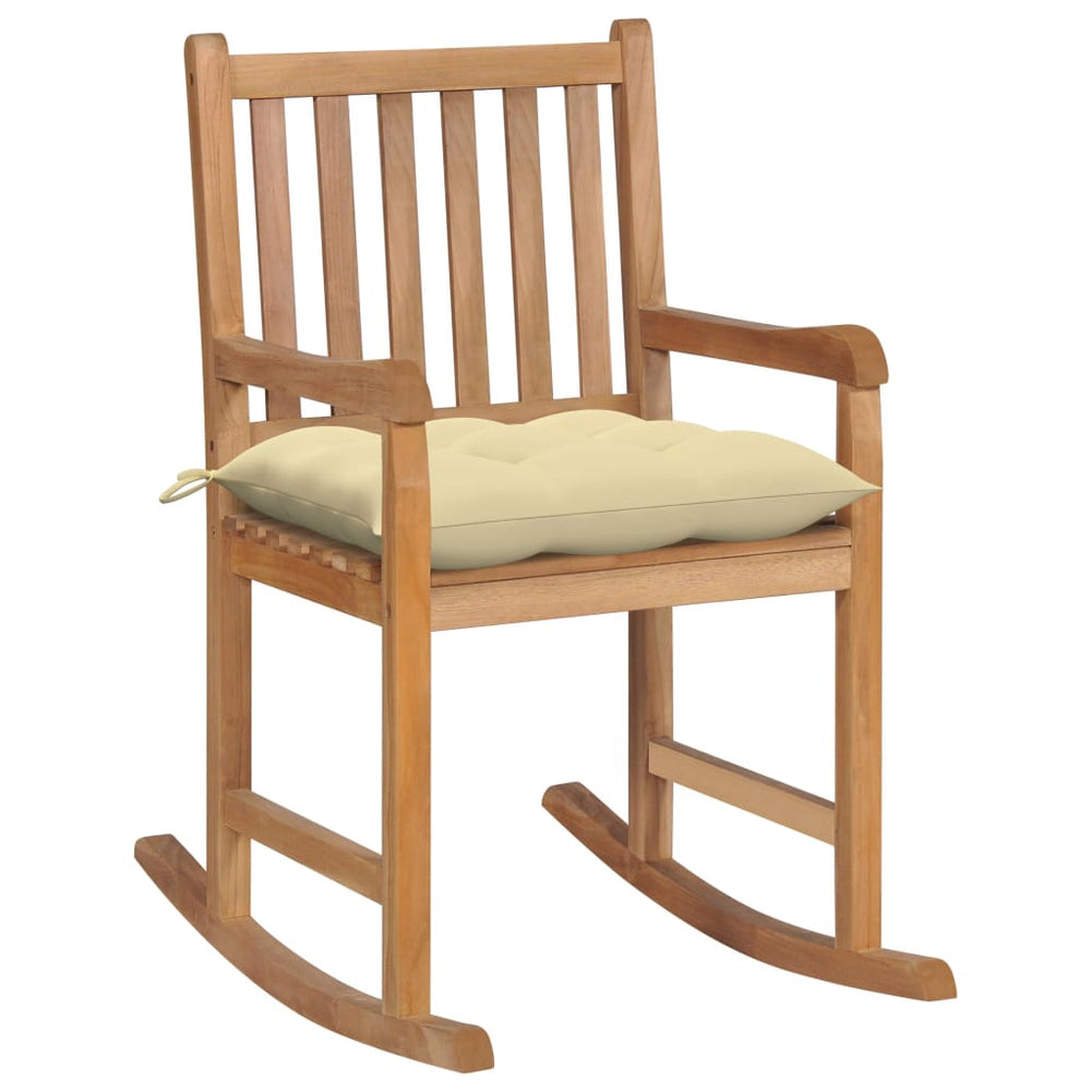 Supama kėdė su kremine pagalvėle, tikmedžio masyvas