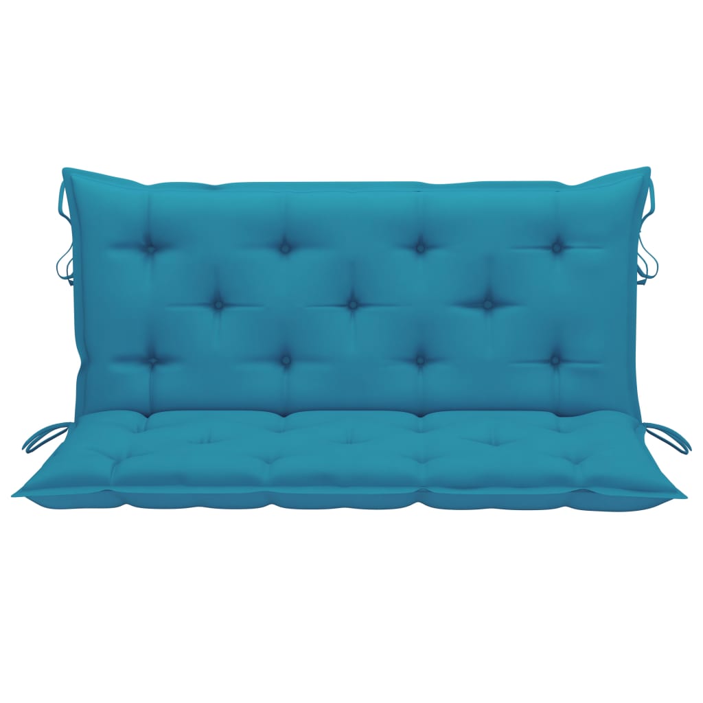 Supamas suoliukas su šviesiai mėlyna pagalvėle, 120cm, tikmedis