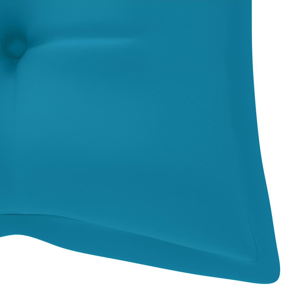Supamas suoliukas su šviesiai mėlyna pagalvėle, 120cm, tikmedis