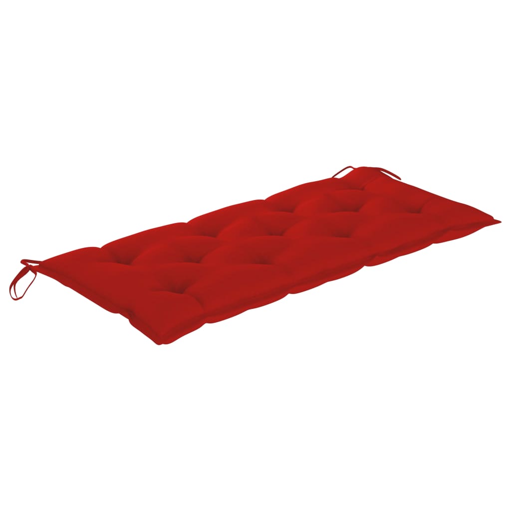 Supamas suoliukas su raudona pagalvėle, 120cm, tikmedis