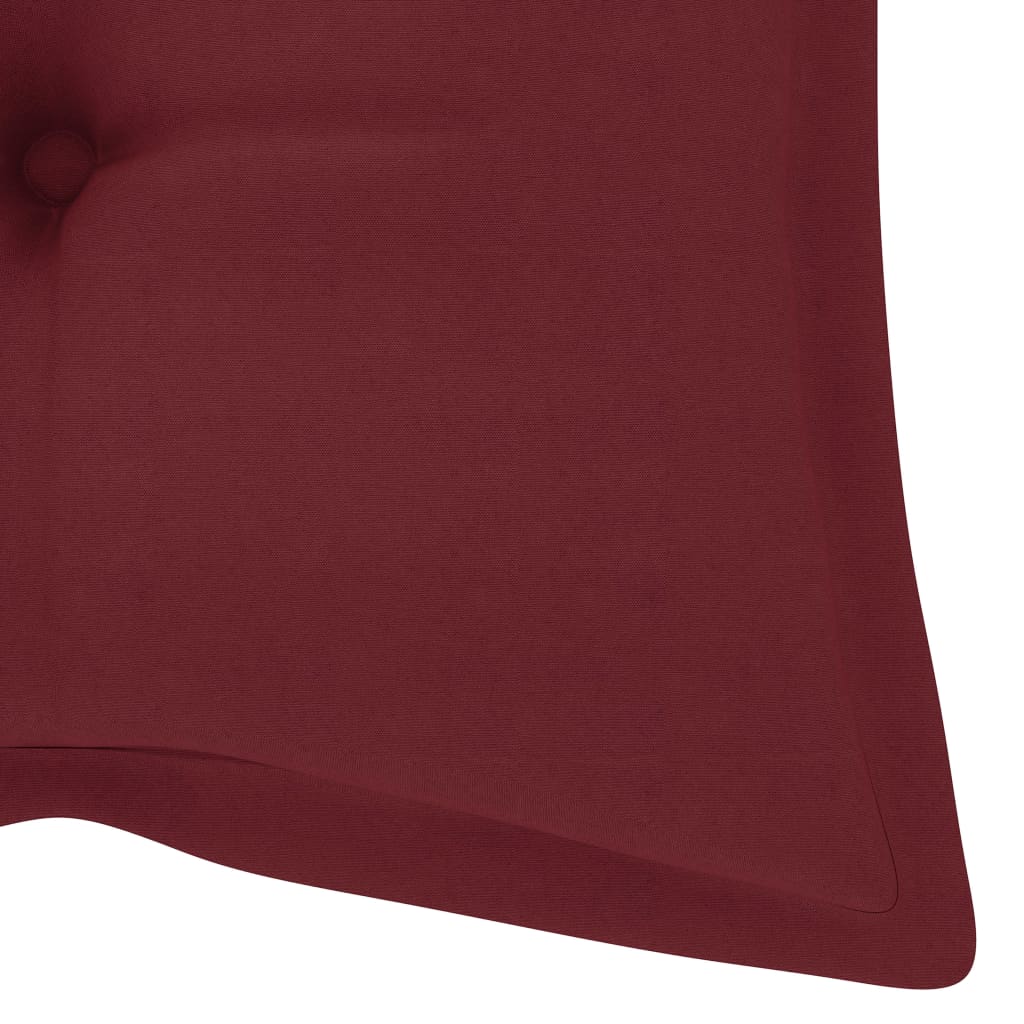 Supamas suoliukas su vyno raudona pagalvėle, 120cm, tikmedis