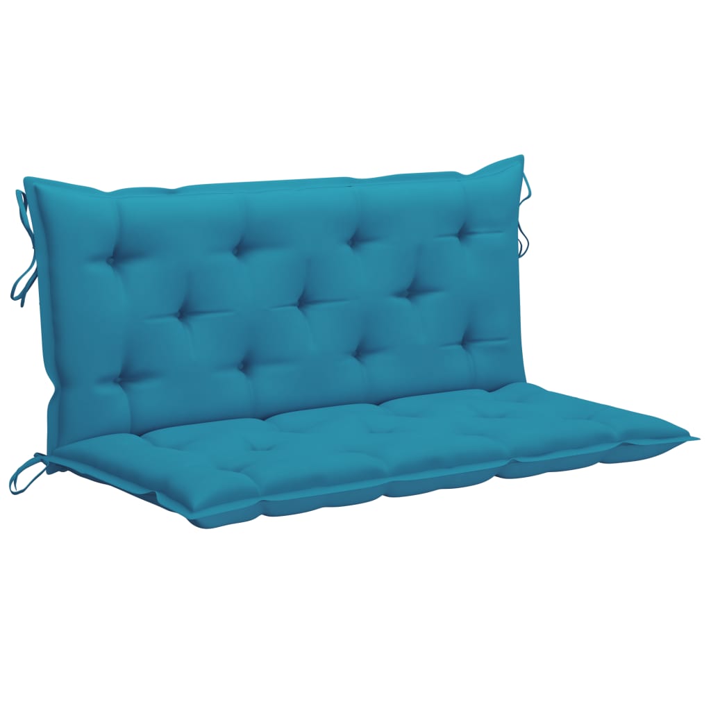 Supamas suoliukas su šviesiai mėlyna pagalvėle, 170cm, tikmedis