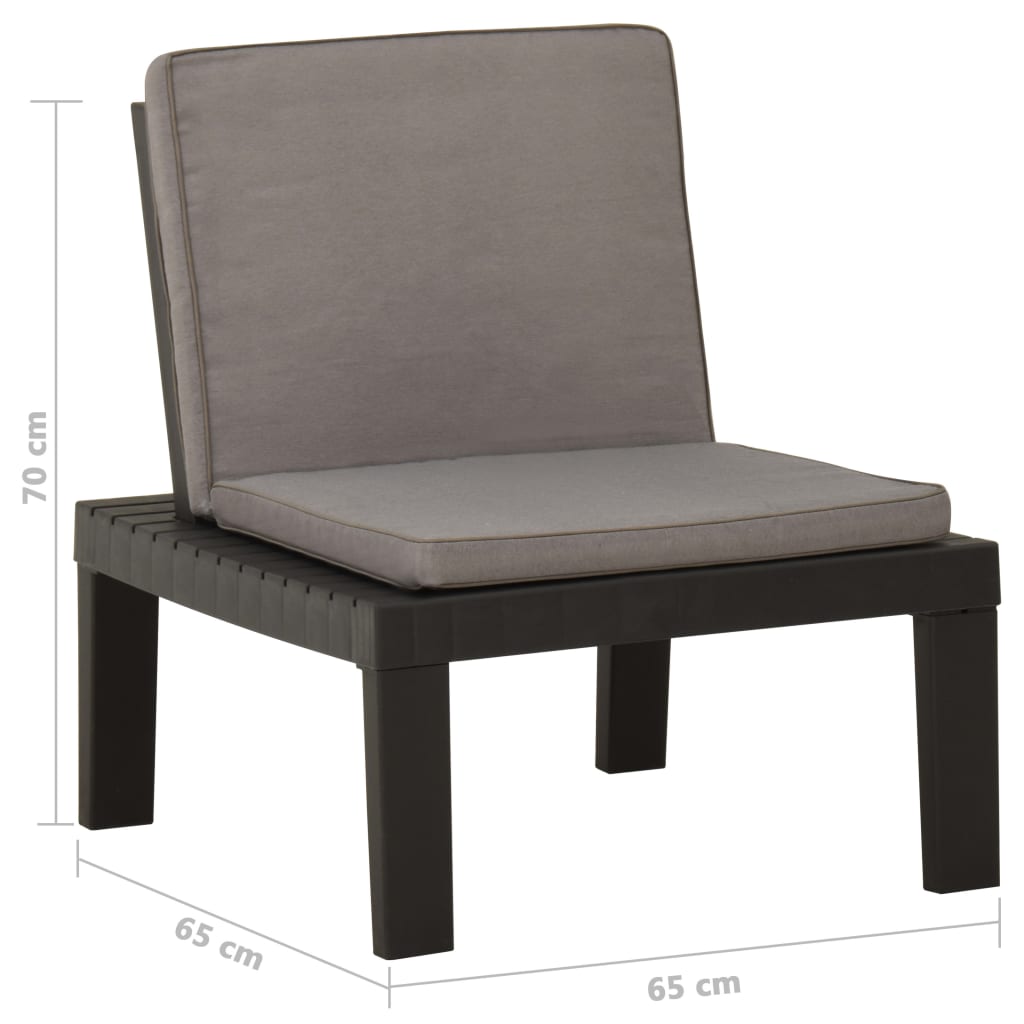 Sodo poilsio kėdės su pagalvėlėmis, 2vnt., pilkos, plastikas