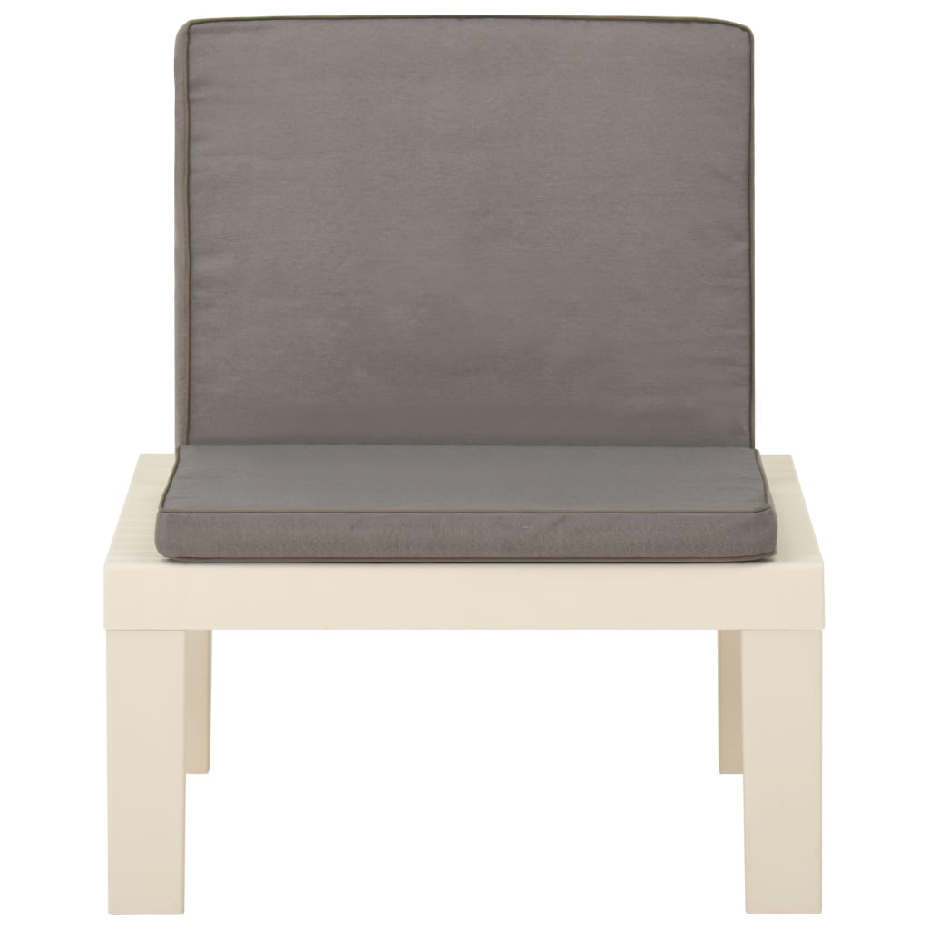 Sodo poilsio kėdė su pagalvėle, baltos spalvos, plastikas