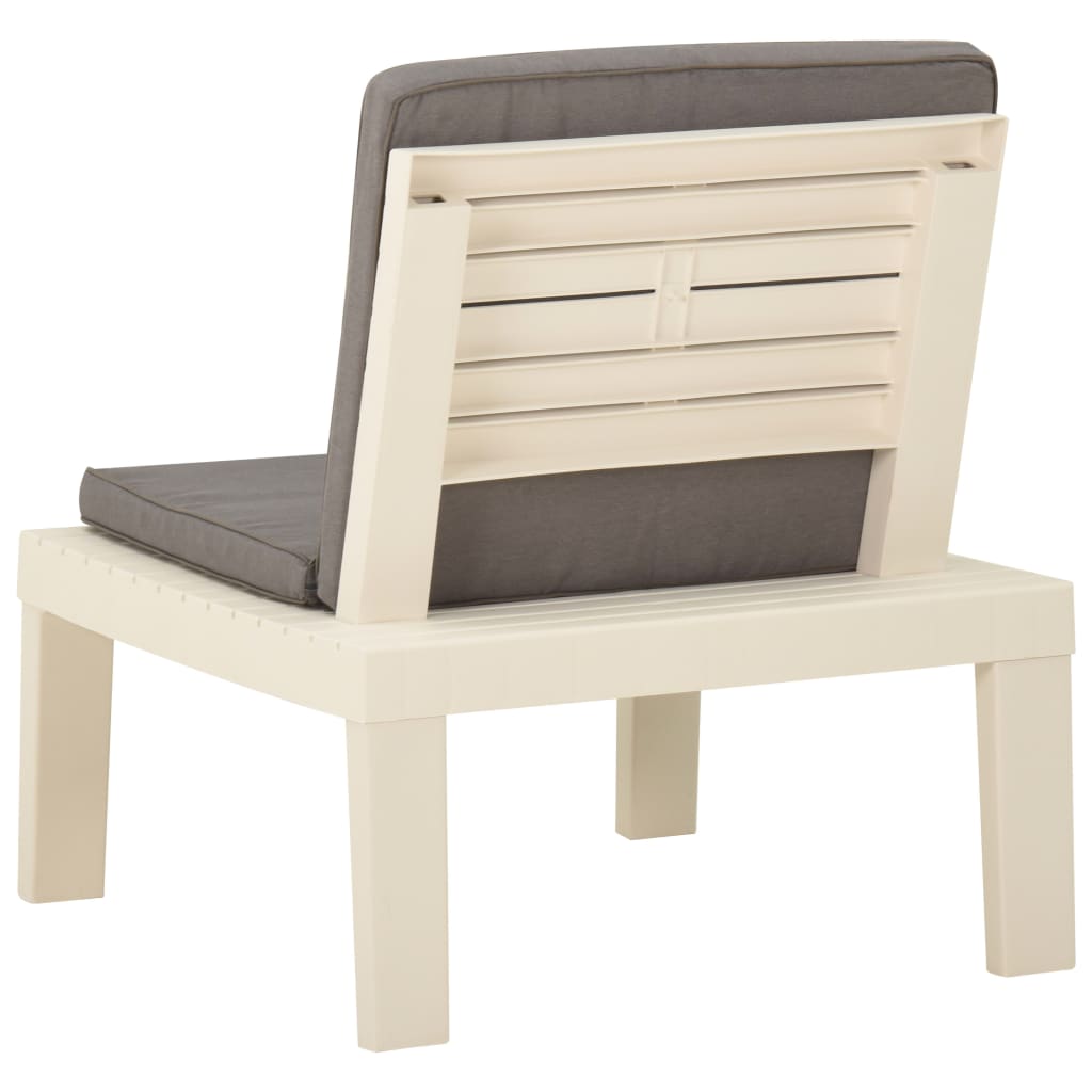 Sodo poilsio kėdė su pagalvėle, baltos spalvos, plastikas