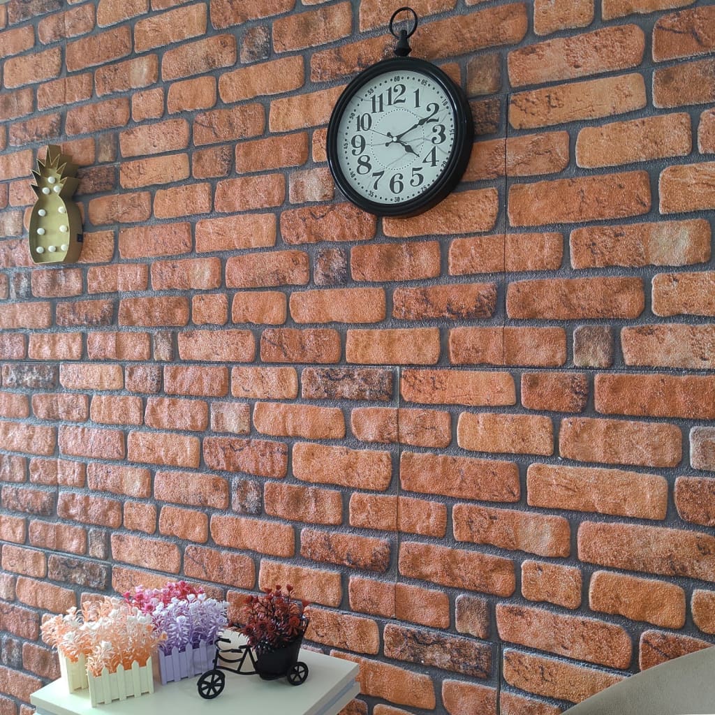 Sienos plokštės, 10vnt., terakota, EPS, plytų dizaino, 3D