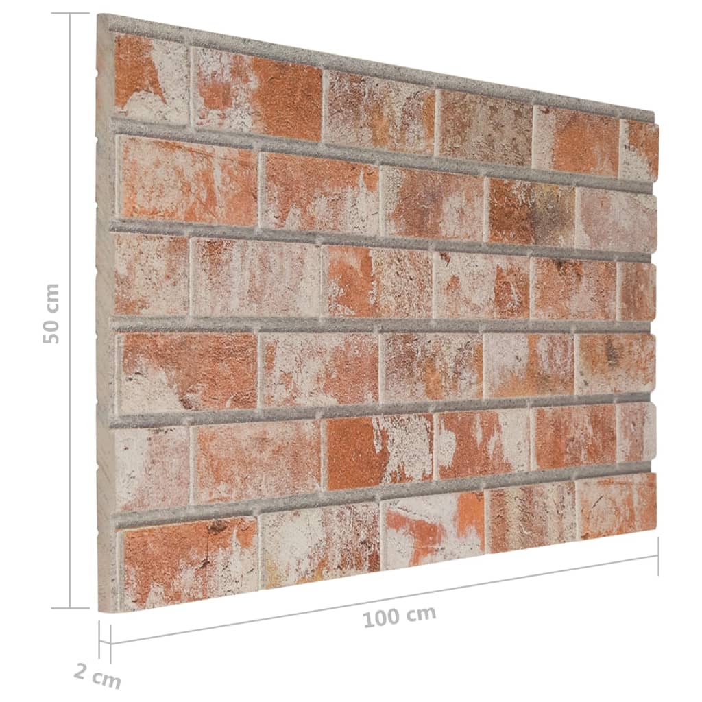 Sienos plokštės, 10vnt., raudonos, EPS, plytų dizaino, 3D