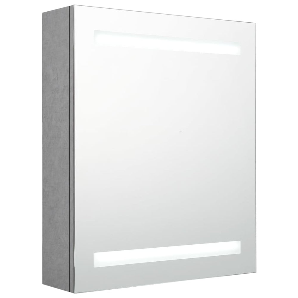 Veidrodinė vonios spintelė su LED, betono pilka, 50x14x60cm