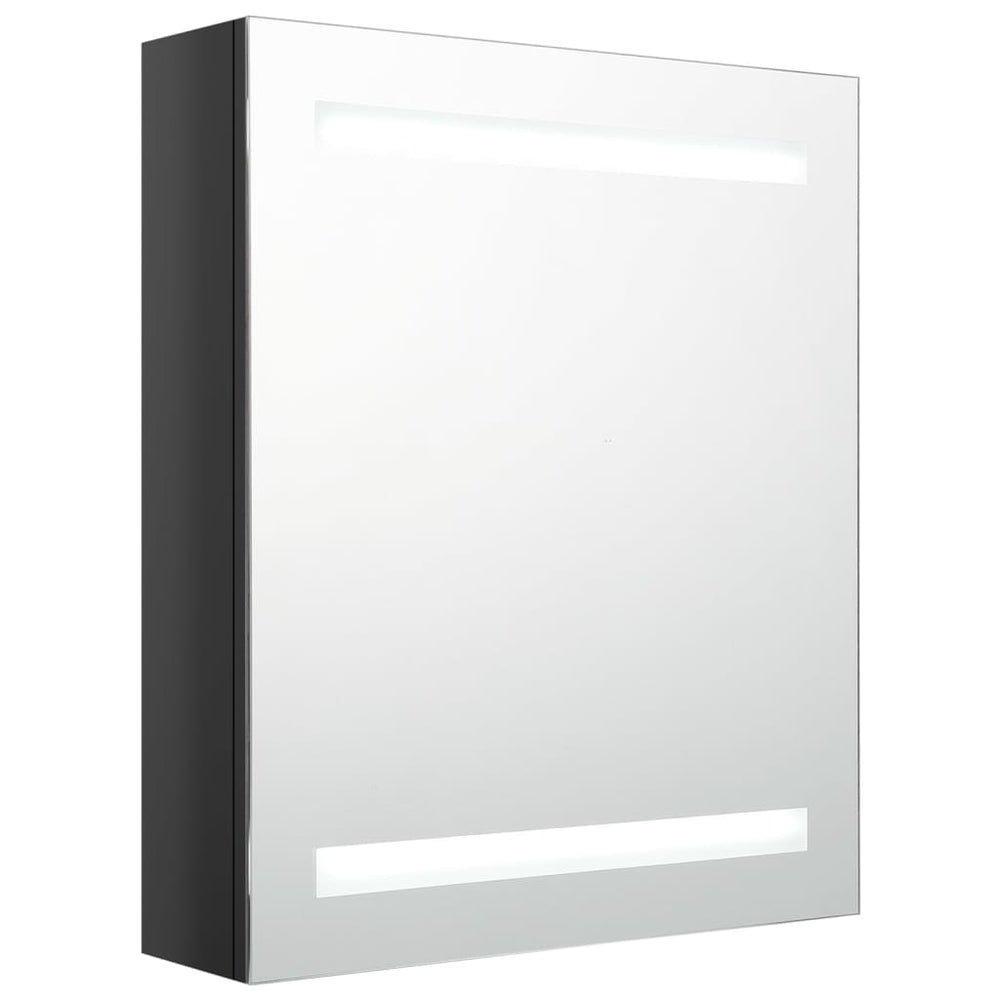 Veidrodinė vonios spintelė su LED apšvietimu, juoda, 50x14x60cm