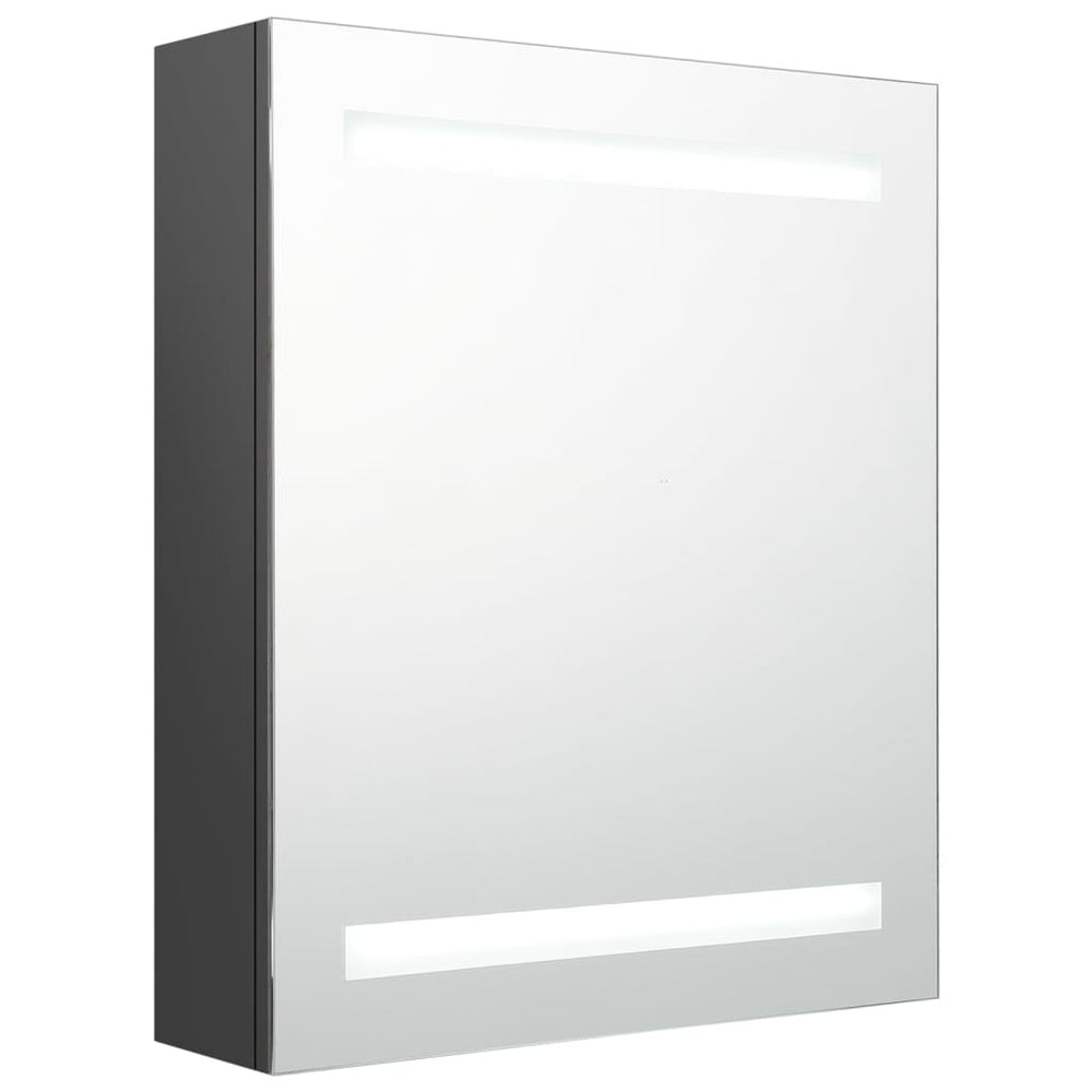 Veidrodinė vonios spintelė su LED apšvietimu, pilka, 50x14x60cm