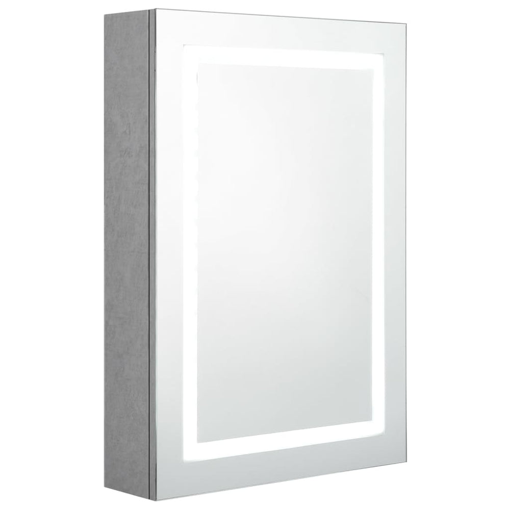 Veidrodinė vonios spintelė su LED, betono pilka, 50x13x70cm
