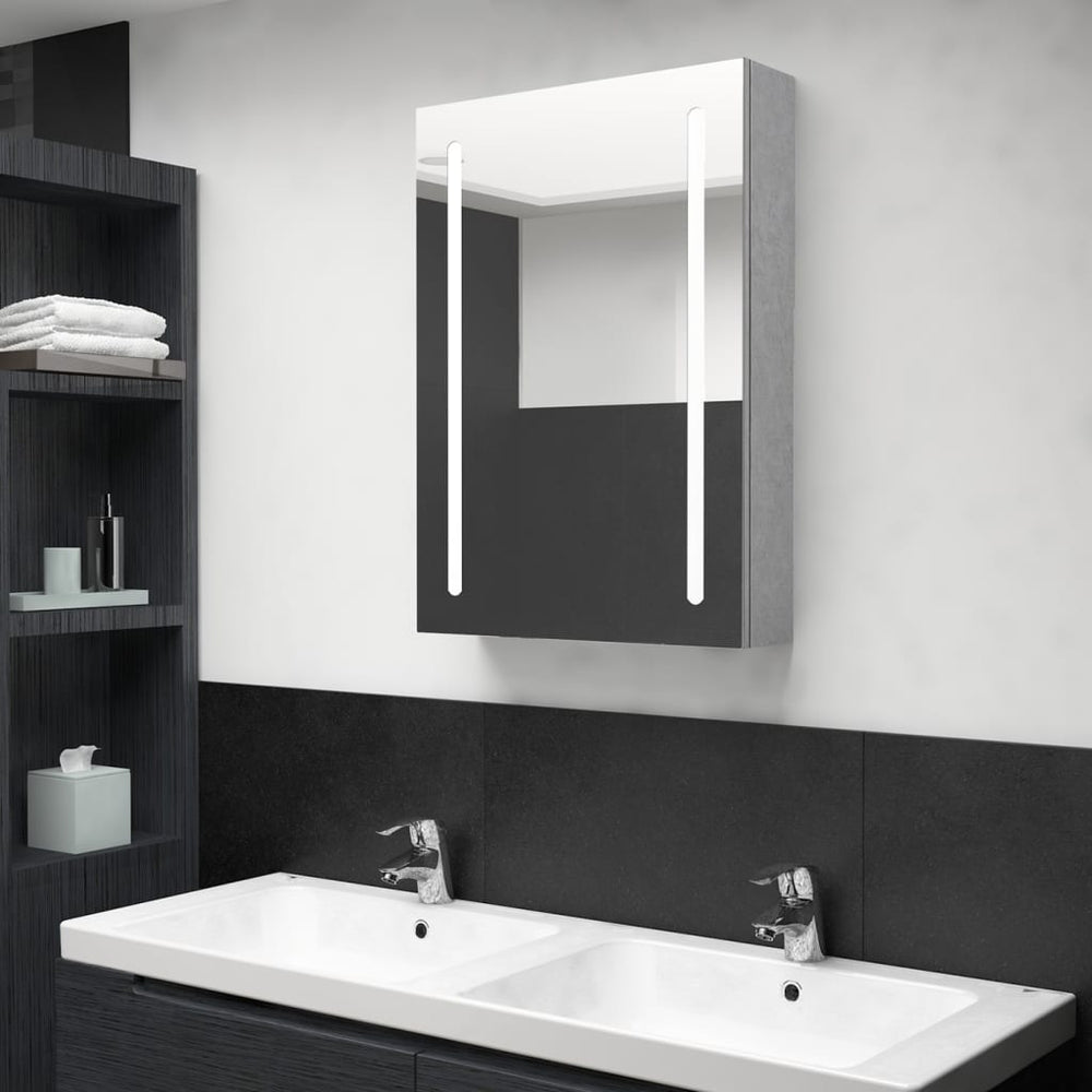 Veidrodinė vonios spintelė su LED apšvietimu, pilka, 50x13x70cm