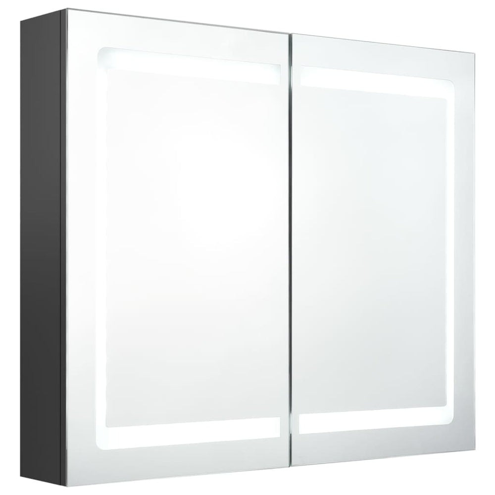 Veidrodinė vonios spintelė su LED apšvietimu, pilka, 80x12x68cm