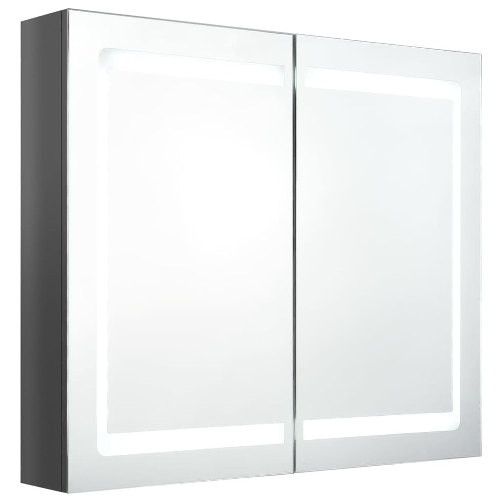 Veidrodinė vonios spintelė su LED, pilka, 80x12x68cm, blizgi