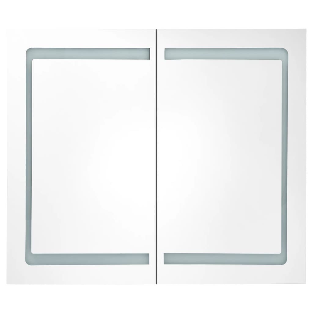 Veidrodinė vonios spintelė su LED, balta, 80x12x68cm, blizgi
