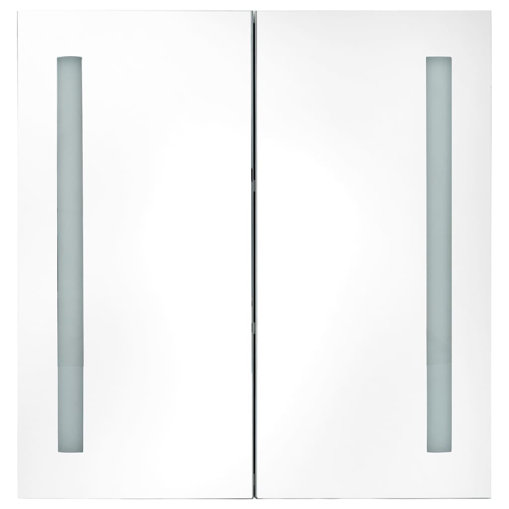 Veidrodinė vonios spintelė su LED apšvietimu, balta, 62x14x60cm