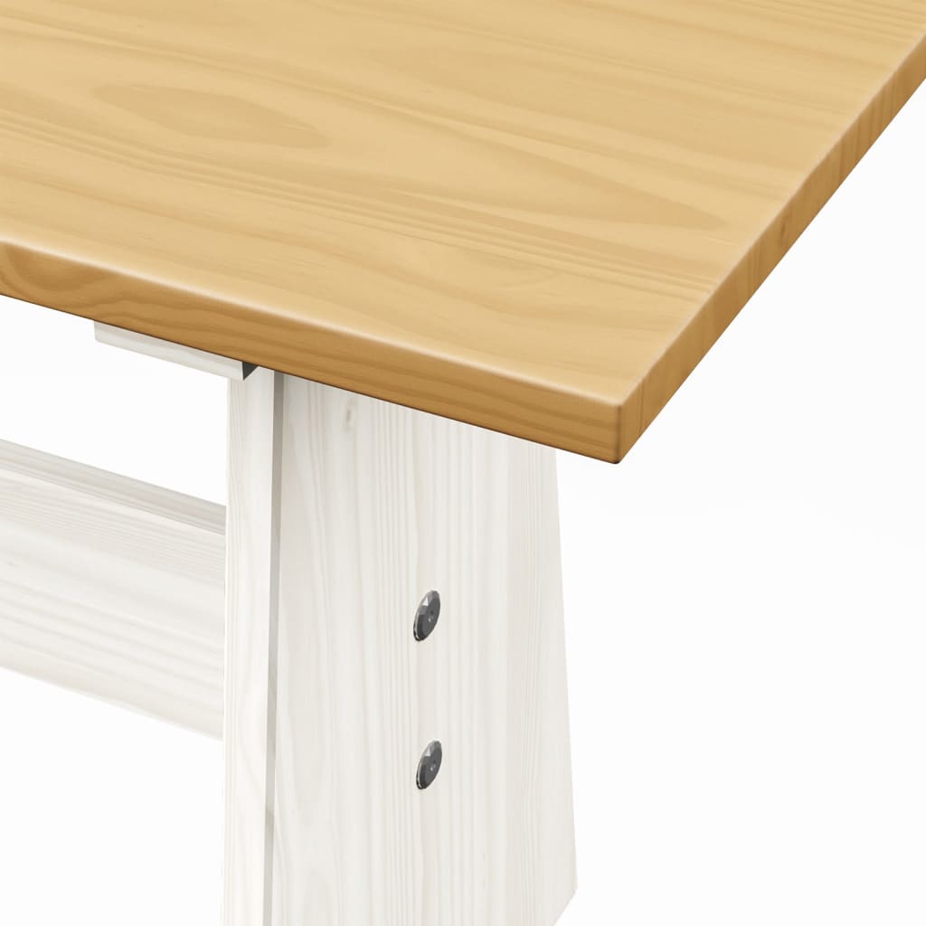 Valgomojo stalas su suoliuku, medaus rudi/balti, pušies masyvas