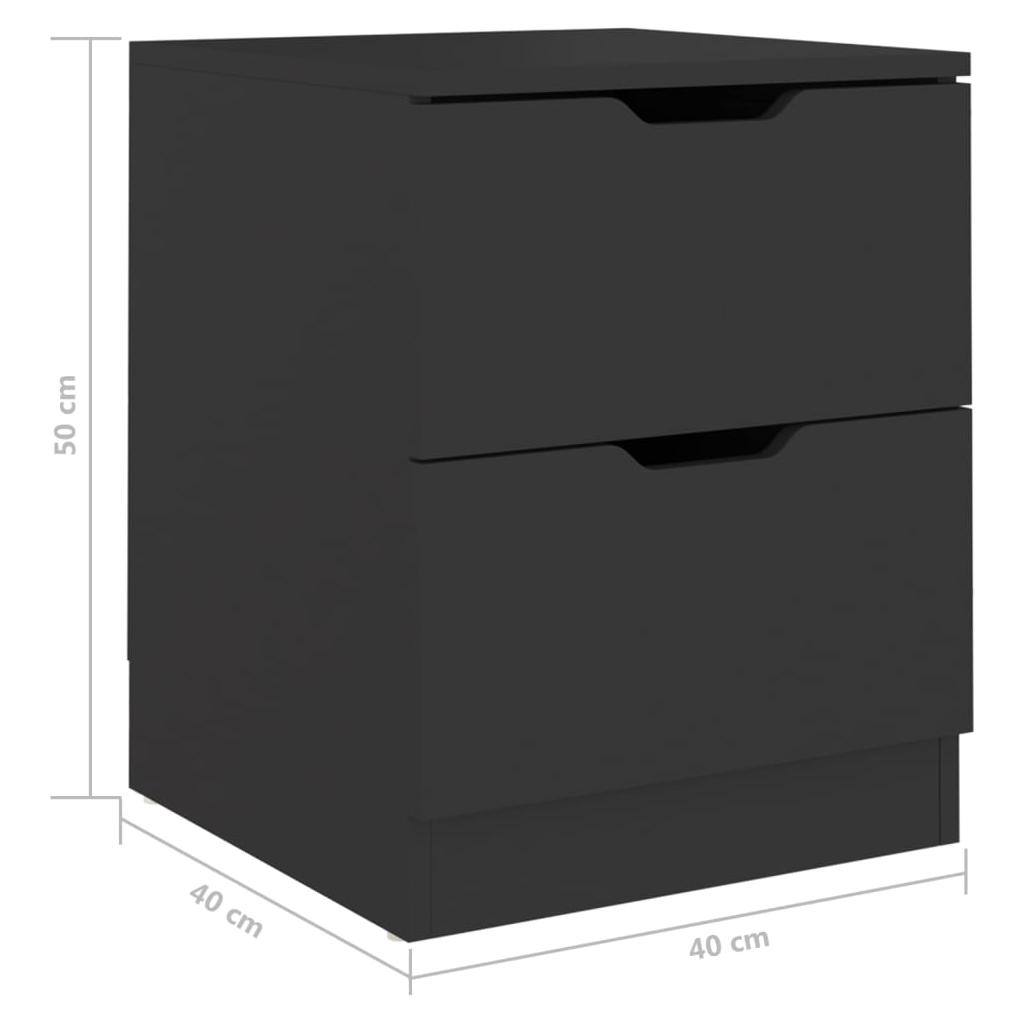 Naktinės spintelės, 2vnt., juodos spalvos, 40x40x50cm, MDP