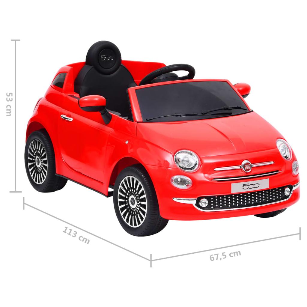 Elektrinis vaikiškas automobilis Fiat 500, raudonas