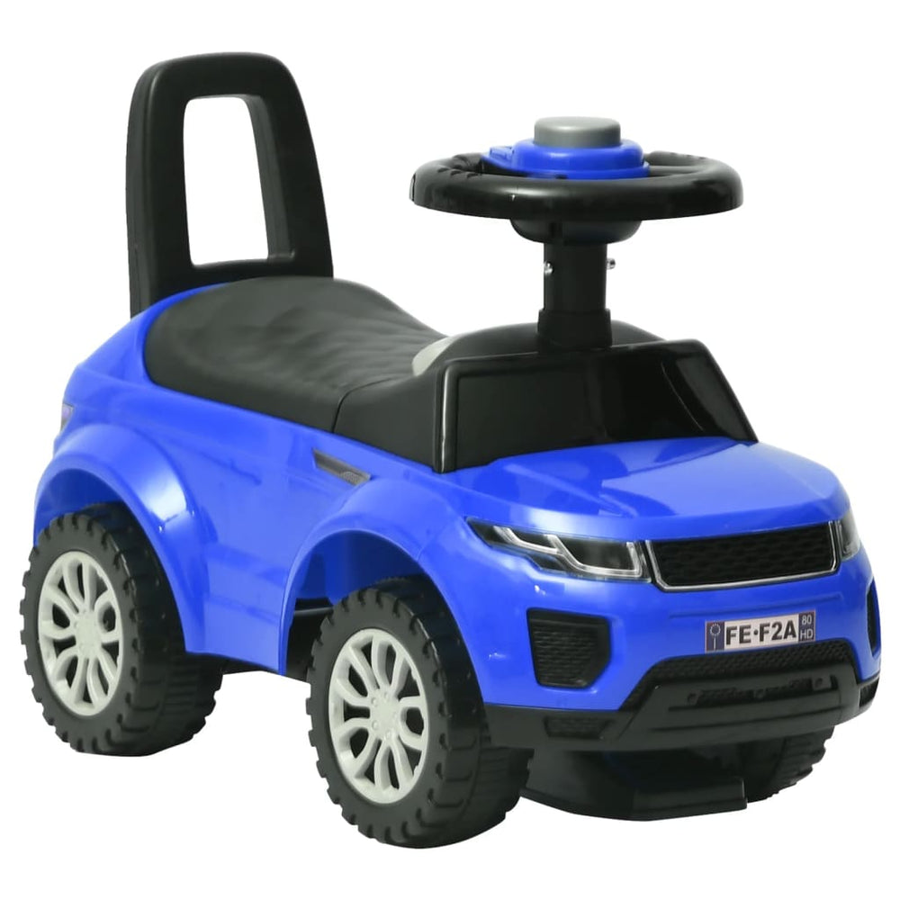 Paspiriamas vaikiškas automobilis, mėlynos spalvos