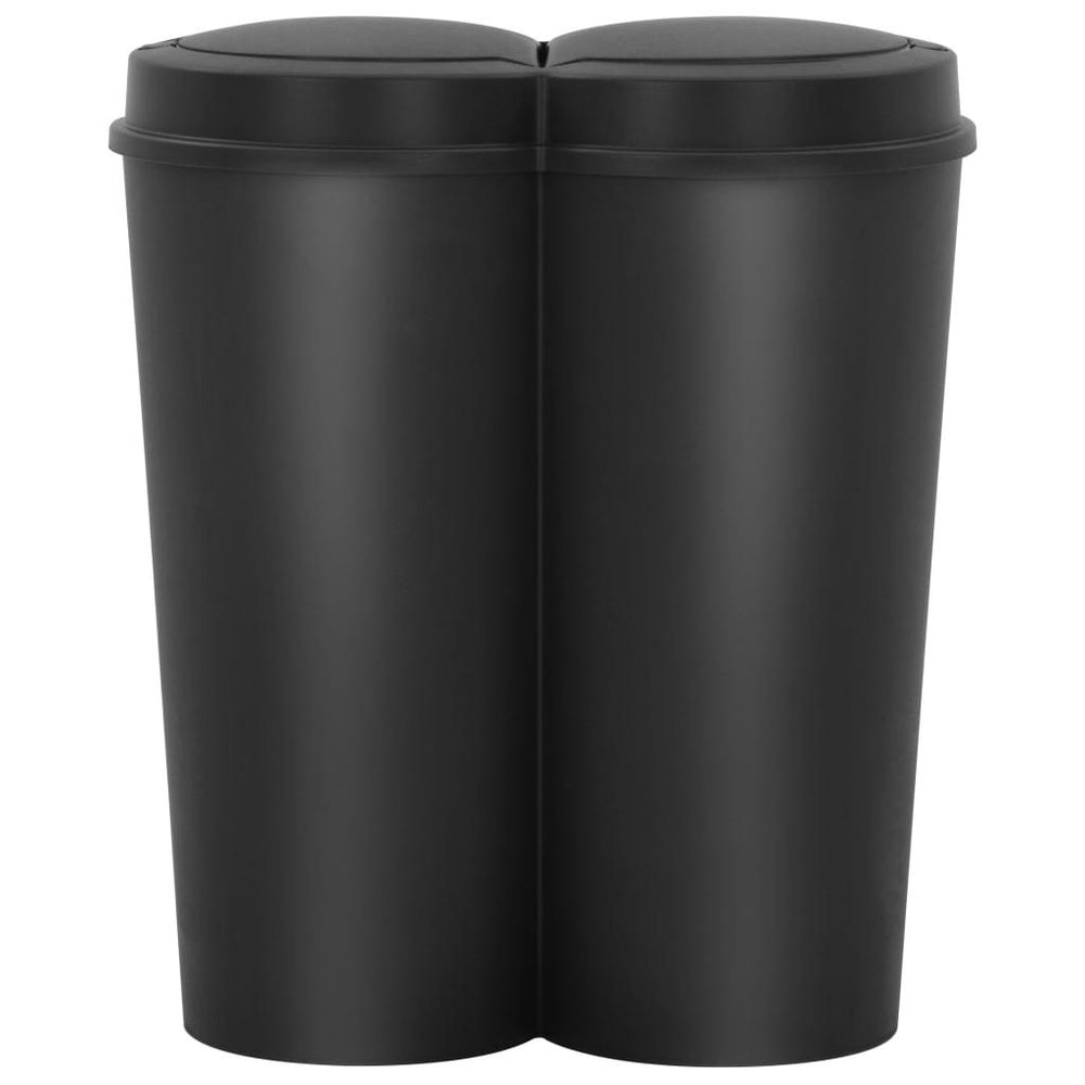 Dviguba šiukšliadėžė, juodos spalvos, 50l