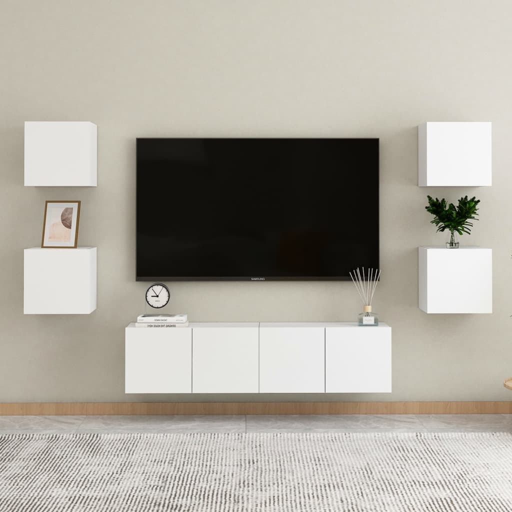 Sieninės televizoriaus spintelės, 2vnt., baltos, 30,5x30x30cm
