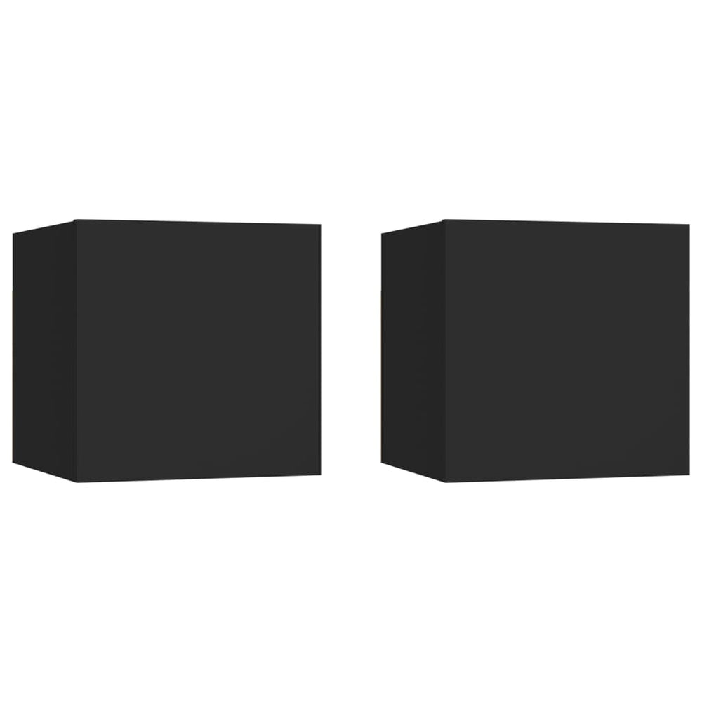 Sieninės televizoriaus spintelės, 2vnt., juodos, 30,5x30x30cm