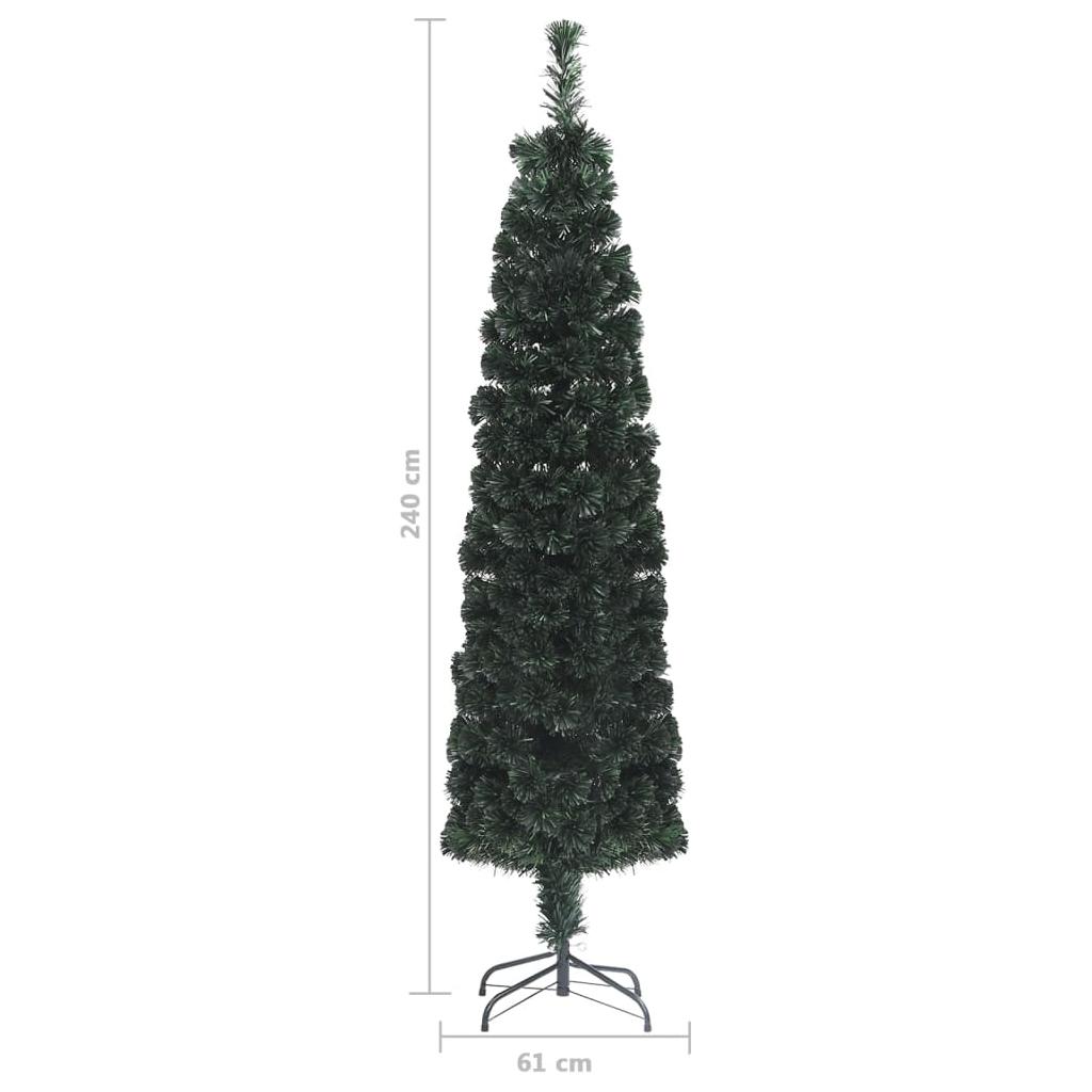 Dirbtinė siaura Kalėdų eglutė su stovu, 240cm, optinis pluoštas
