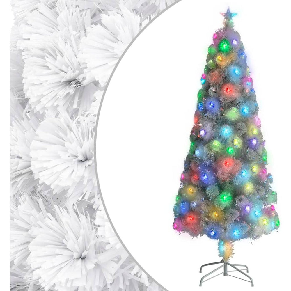 Dirbtinė Kalėdų eglutė su LED, balta, 240cm, optinis pluoštas