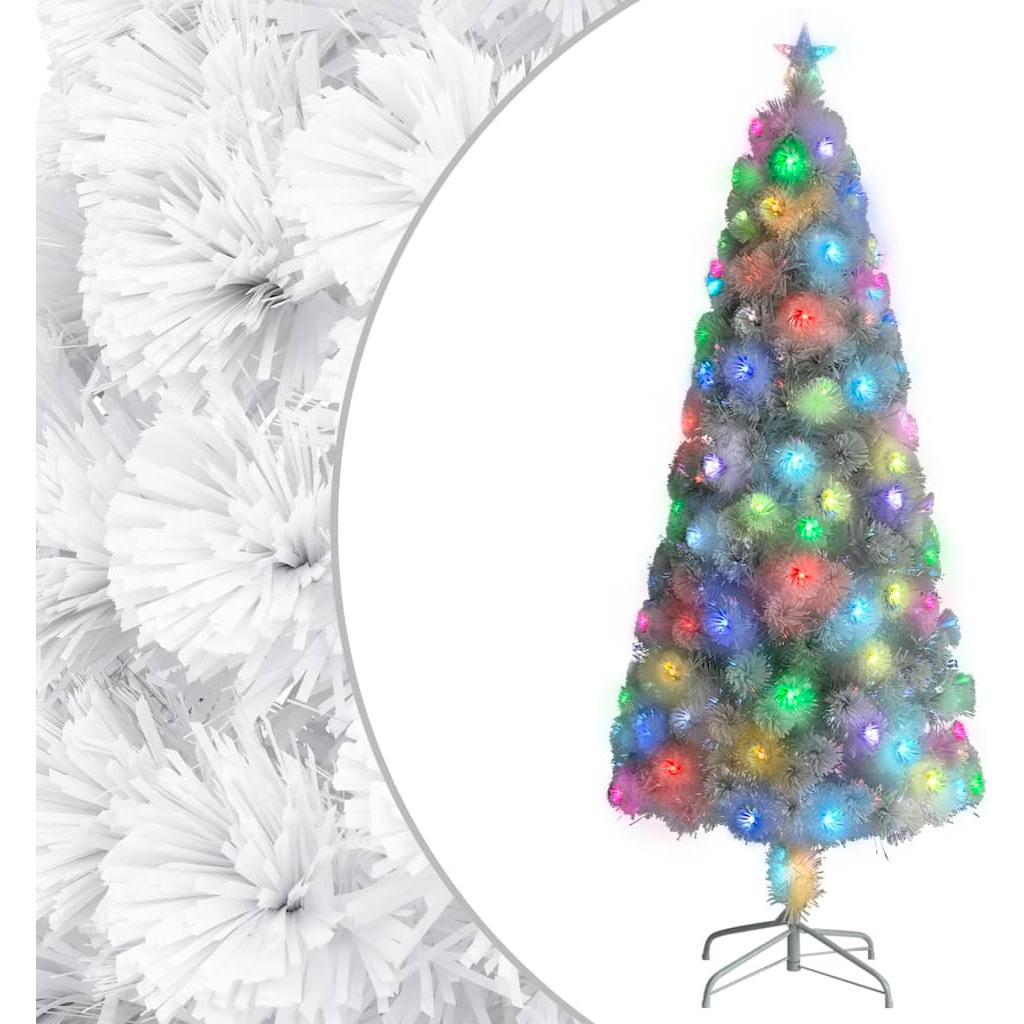 Dirbtinė Kalėdų eglutė su LED, balta, 240cm, optinis pluoštas