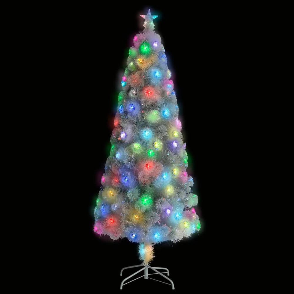 Dirbtinė Kalėdų eglutė su LED, balta, 240cm, optinis pluoštas