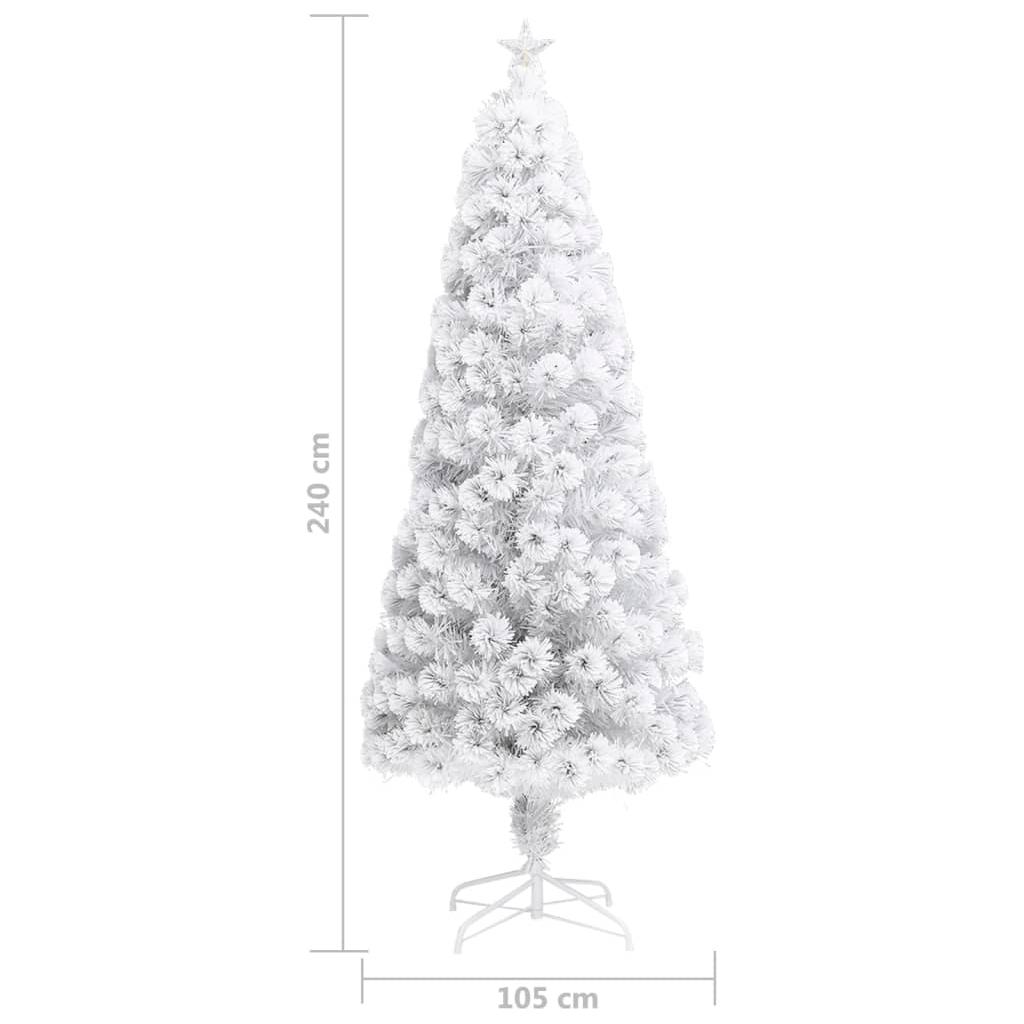 Dirbtinė Kalėdų eglutė su LED, balta, 240cm, optinis pluoštas