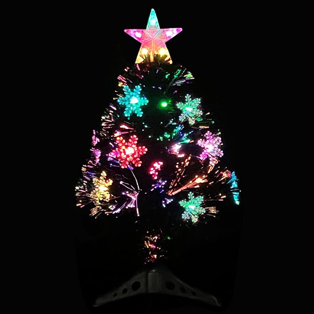 Kalėdų eglutė su LED snaigėmis, juoda, 64cm, optinis pluoštas