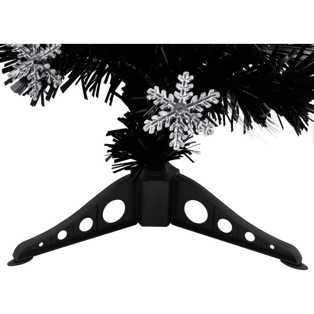 Kalėdų eglutė su LED snaigėmis, juoda, 64cm, optinis pluoštas