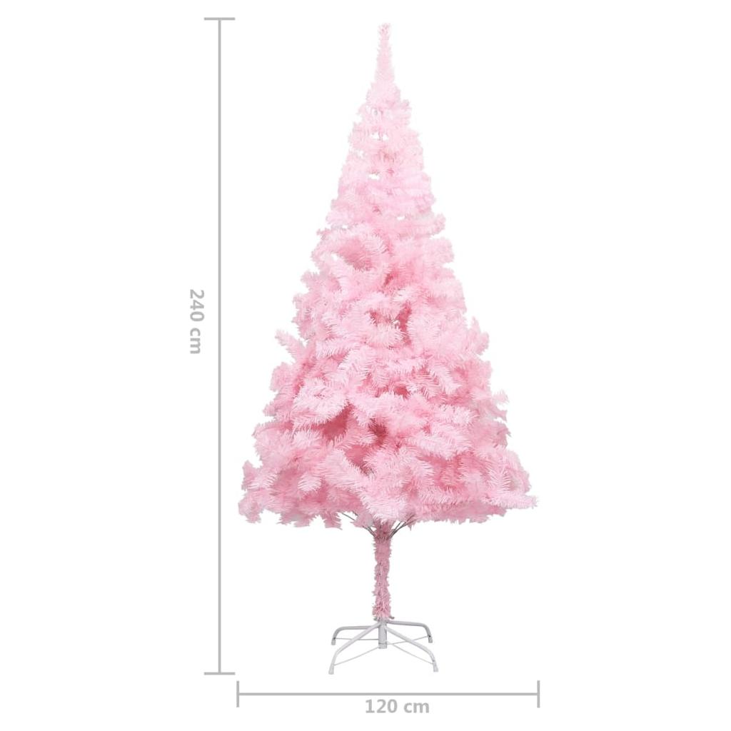 Dirbtinė Kalėdų eglutė su stovu, rožinės spalvos, 240cm, PVC