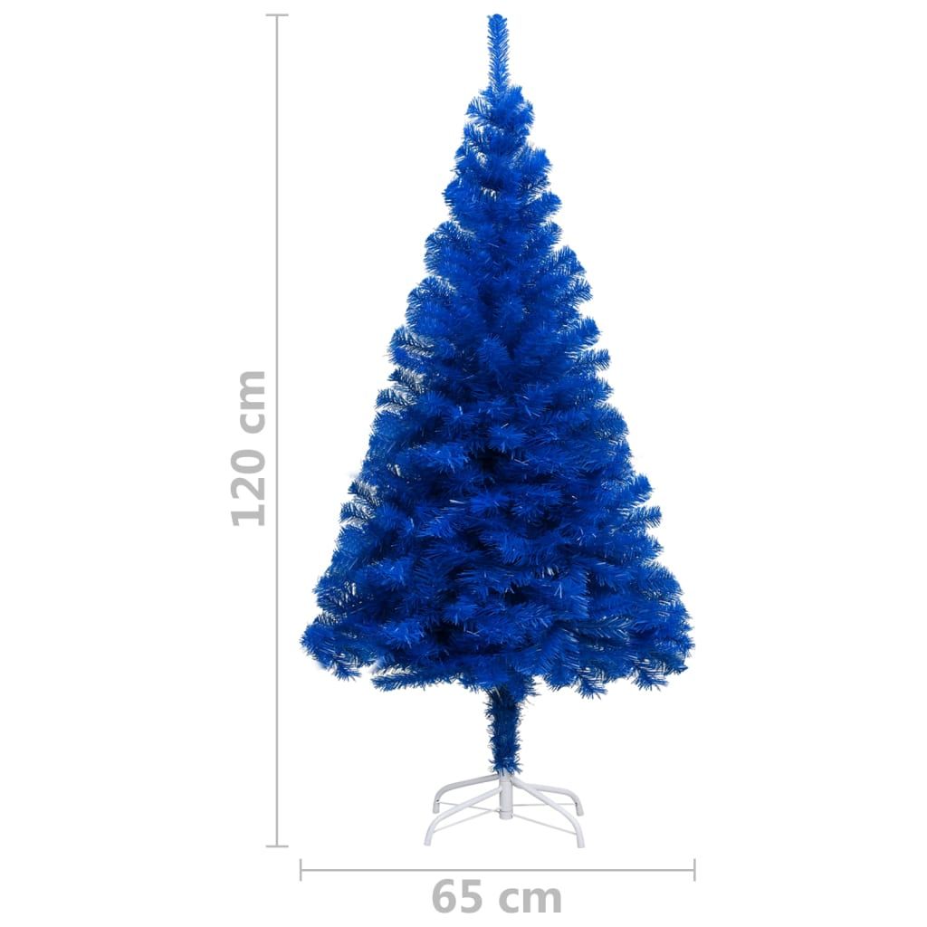 Dirbtinė Kalėdų eglutė su stovu, mėlynos spalvos, 120cm, PVC