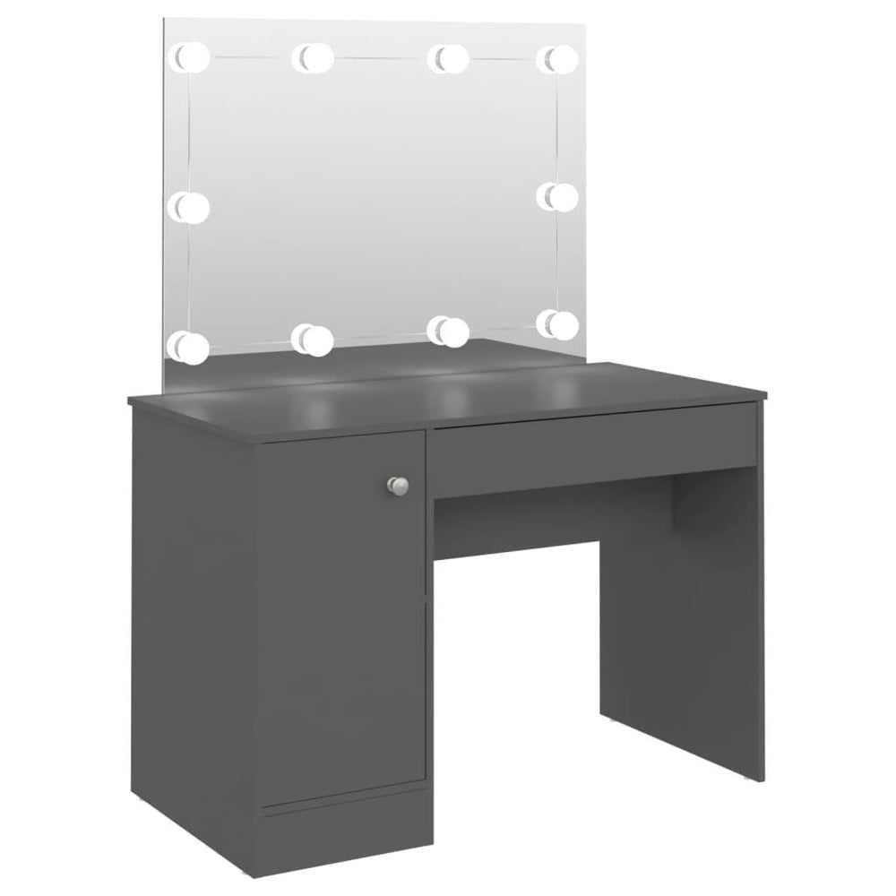 Kosmetinis staliukas su LED, pilkas, 110x55x145cm, MDF