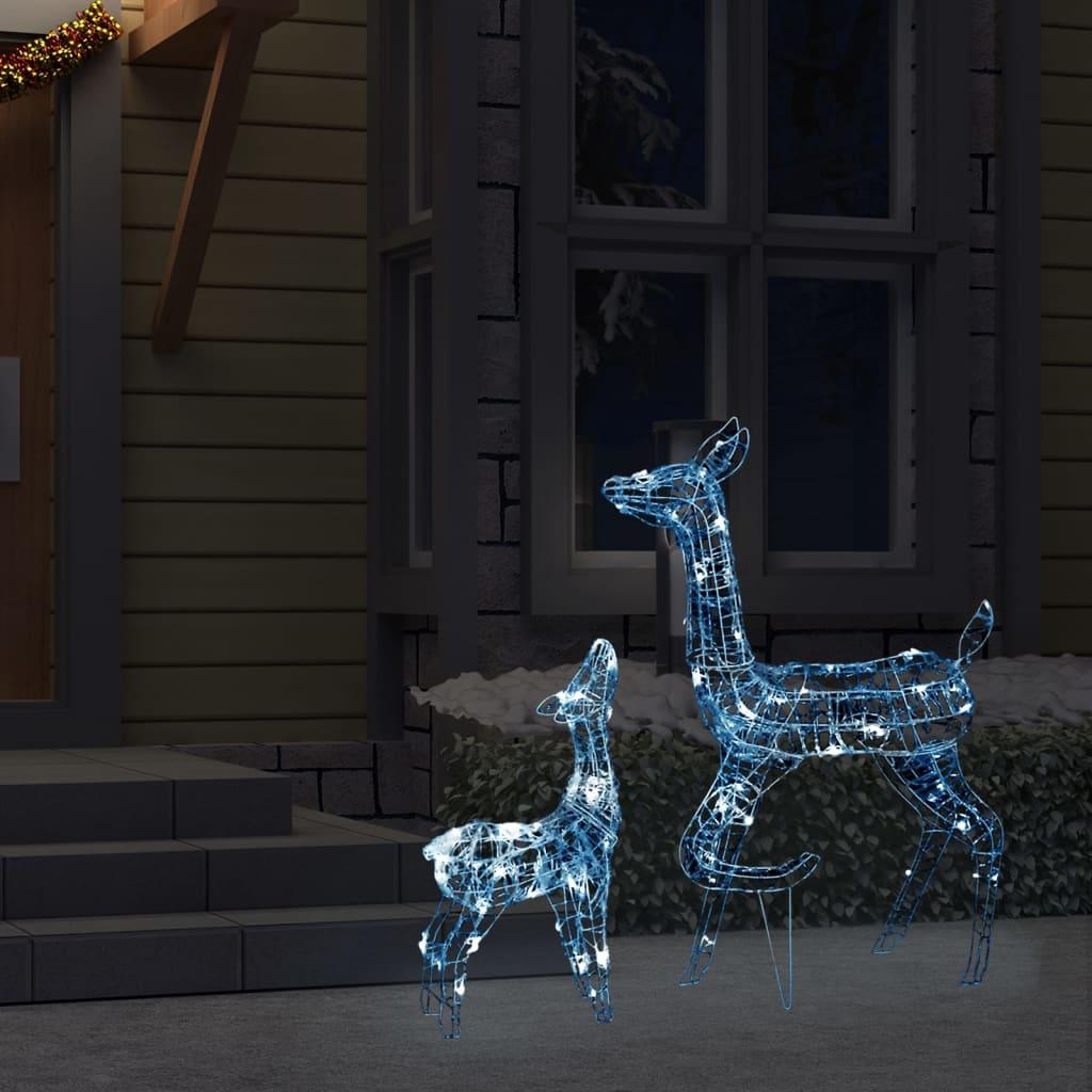 Kalėdinė dekoracija elnių šeima, akrilas, 160 šaltų baltų LED
