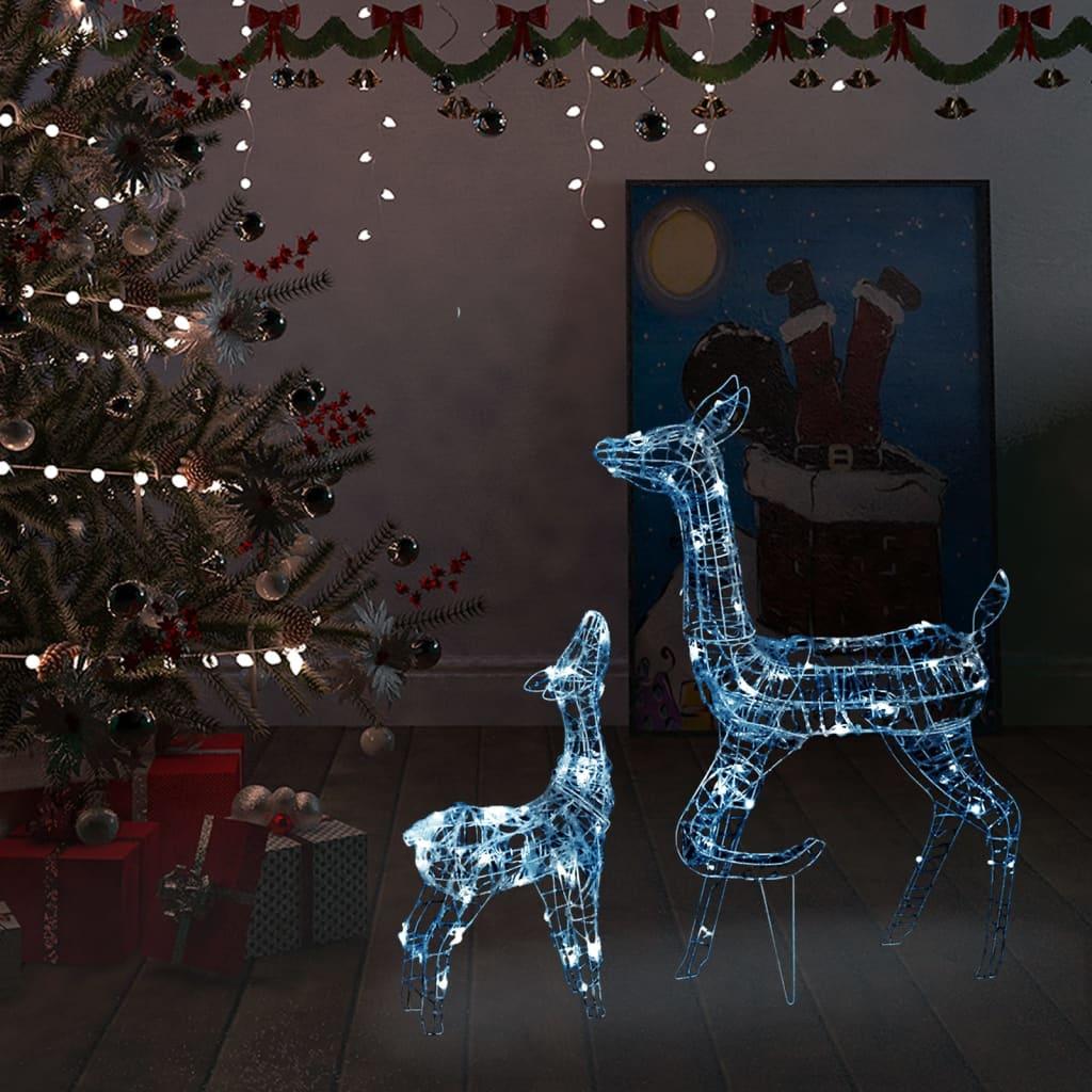 Kalėdinė dekoracija elnių šeima, akrilas, 160 šaltų baltų LED